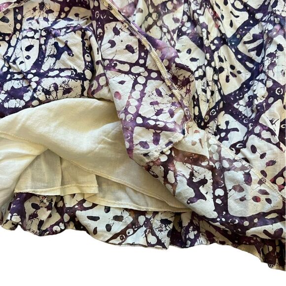 Cream & Purple High Waisted Flouncy Short Lined Mini Skirt L - Picture 7 of 7